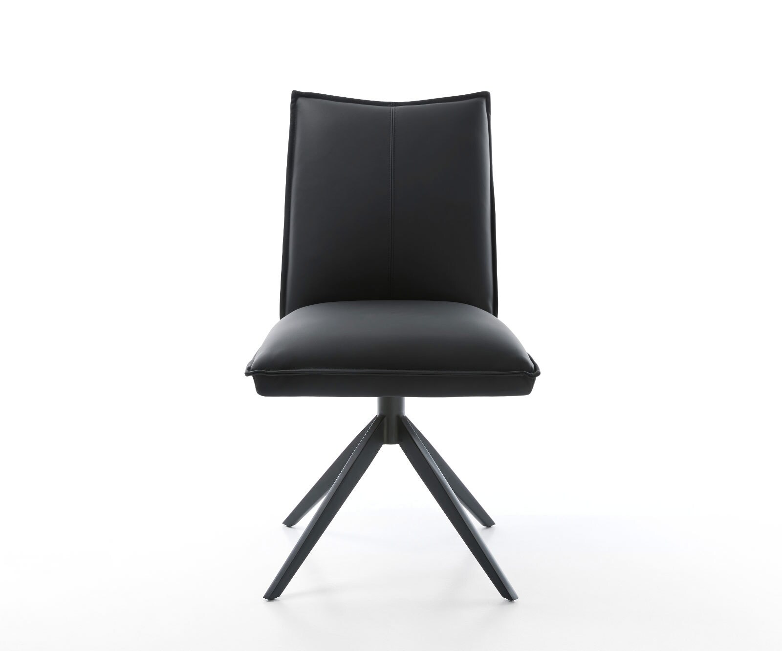 Въртящ се стол Lelio-Flex Естествена кожа Черно Кръстосана рамка широка Черно Въртене на 360° Люлееща се функция Ядро от джобни пружини 2