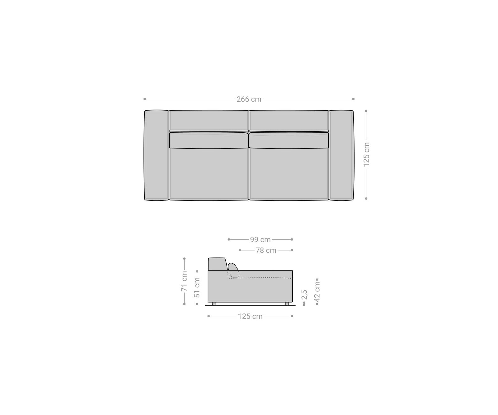 Голям диван XL 270x130 cm Имитация на кожа Винтидж Антрацит Sirpio 5