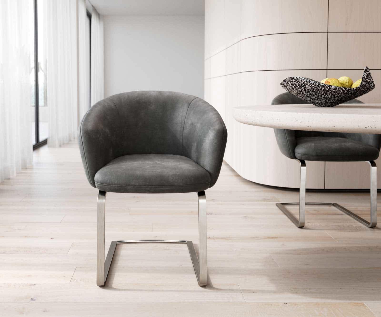 Люлеещ стол с подлакътници Антрацит Винтидж Конзолен крак плосък Неръждаема стомана Покет пружина Caja-Flex 1 Люлеещ стол с подлакътници Антрацит Винтидж Конзолен крак плосък Неръждаема стомана Покет пружина Caja-Flex 1