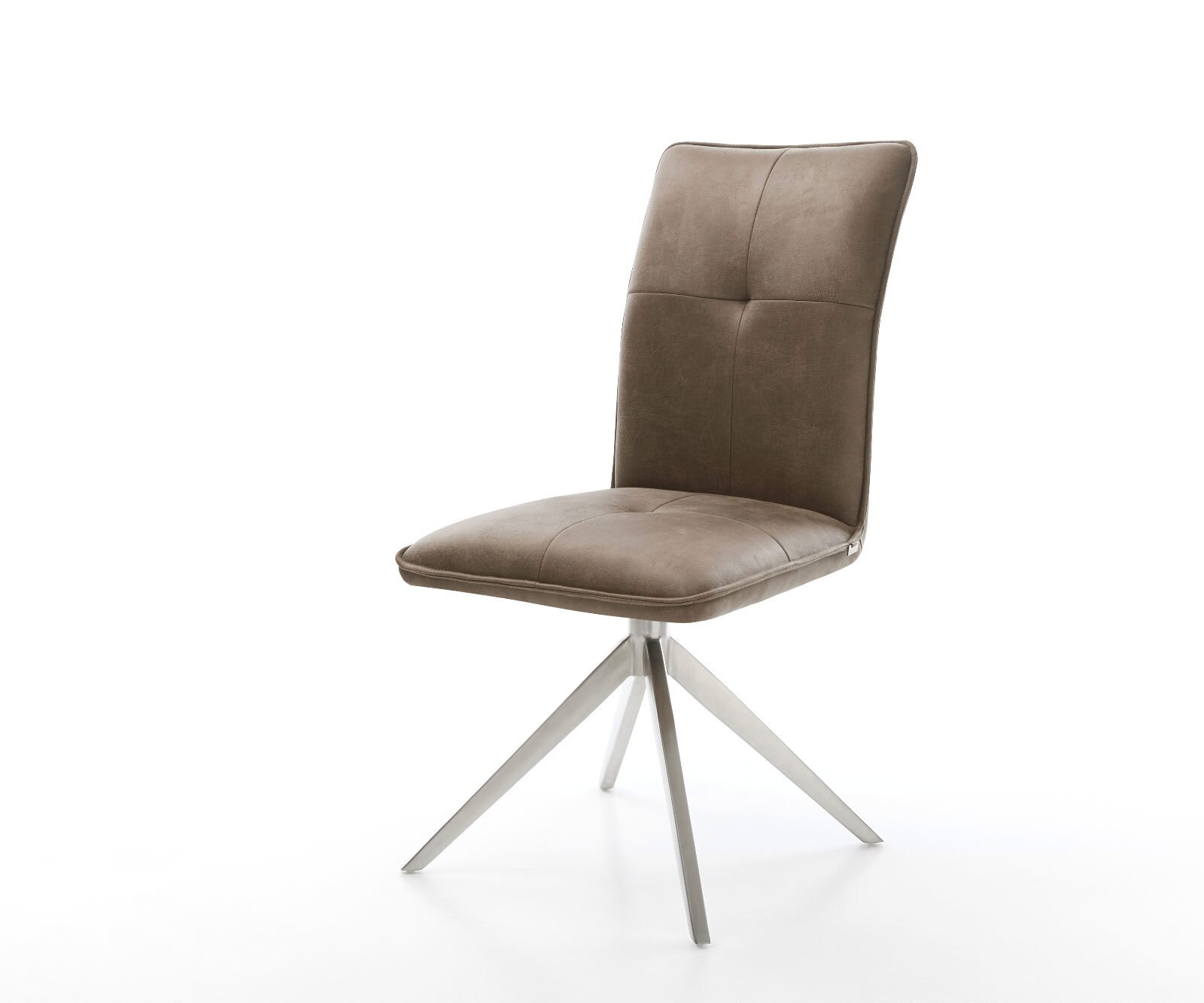 Въртящ се стол Maddy-Flex от микрофибър сив винтидж Кръстосана рамка от широка неръждаема стомана Въртене на 360° Люлееща се функция