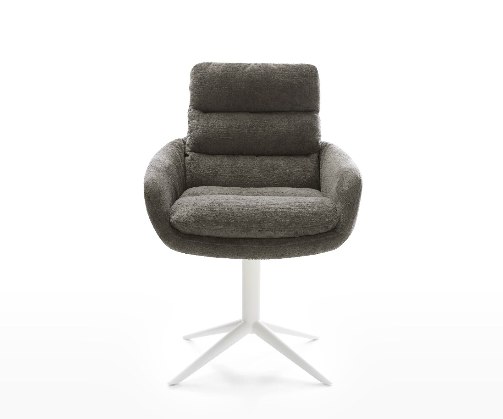 Въртящ се стол Abelia-Flex с подлакътници Bouclé Soft Mud Base White 360° въртене Функция люлеене 2