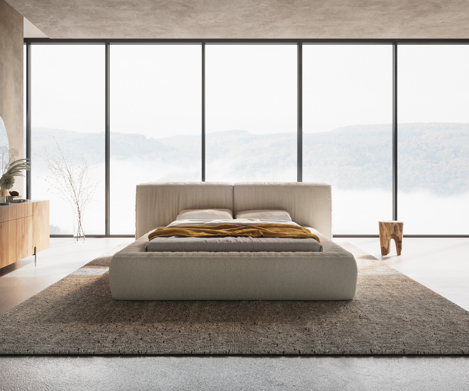 Тапицирано легло Coperti 140x200 cm Bouclé крем-бяло 3
