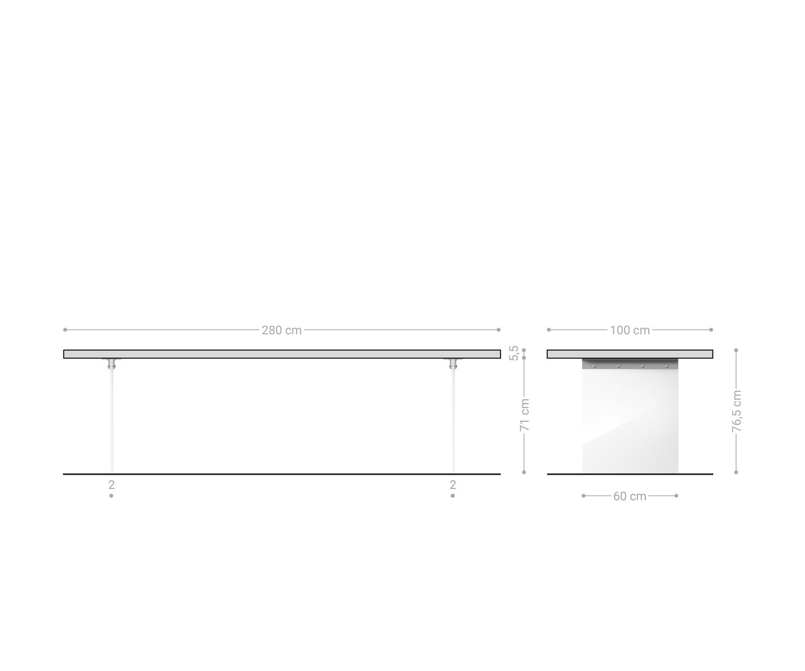 Маса 280x100 XL Акация Натурал Стъкло Edge 8
