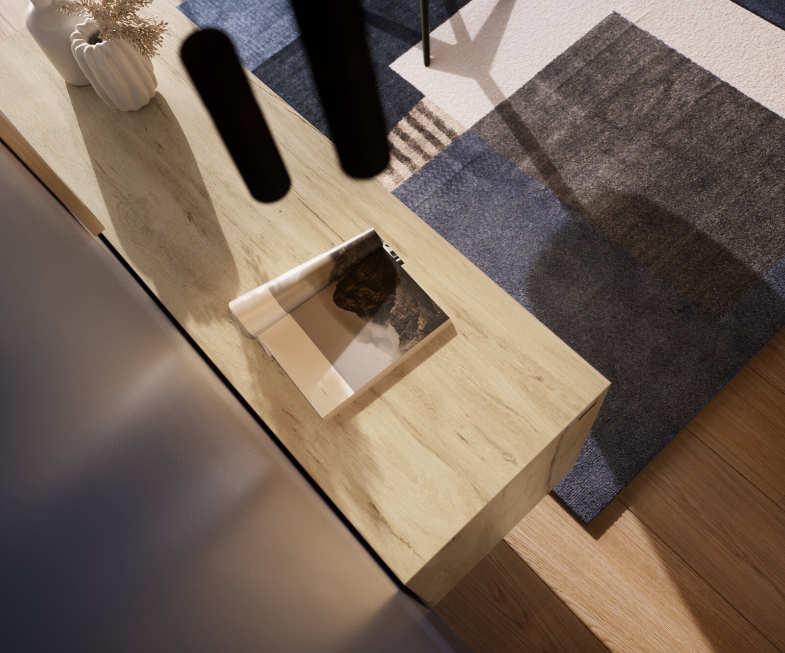 Бюфет Cuor 150 см Керамичен ламинат® Sabbia Дъб 3 врати Основа Плаващ вид акрилно стъкло 6