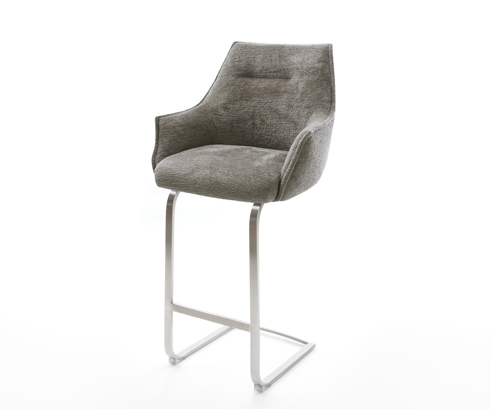 Барстол Alja-Flex, Букле Сиво-кафяво, плоска сърцевина от неръждаема стомана с джобни пружини в сребрист цвят