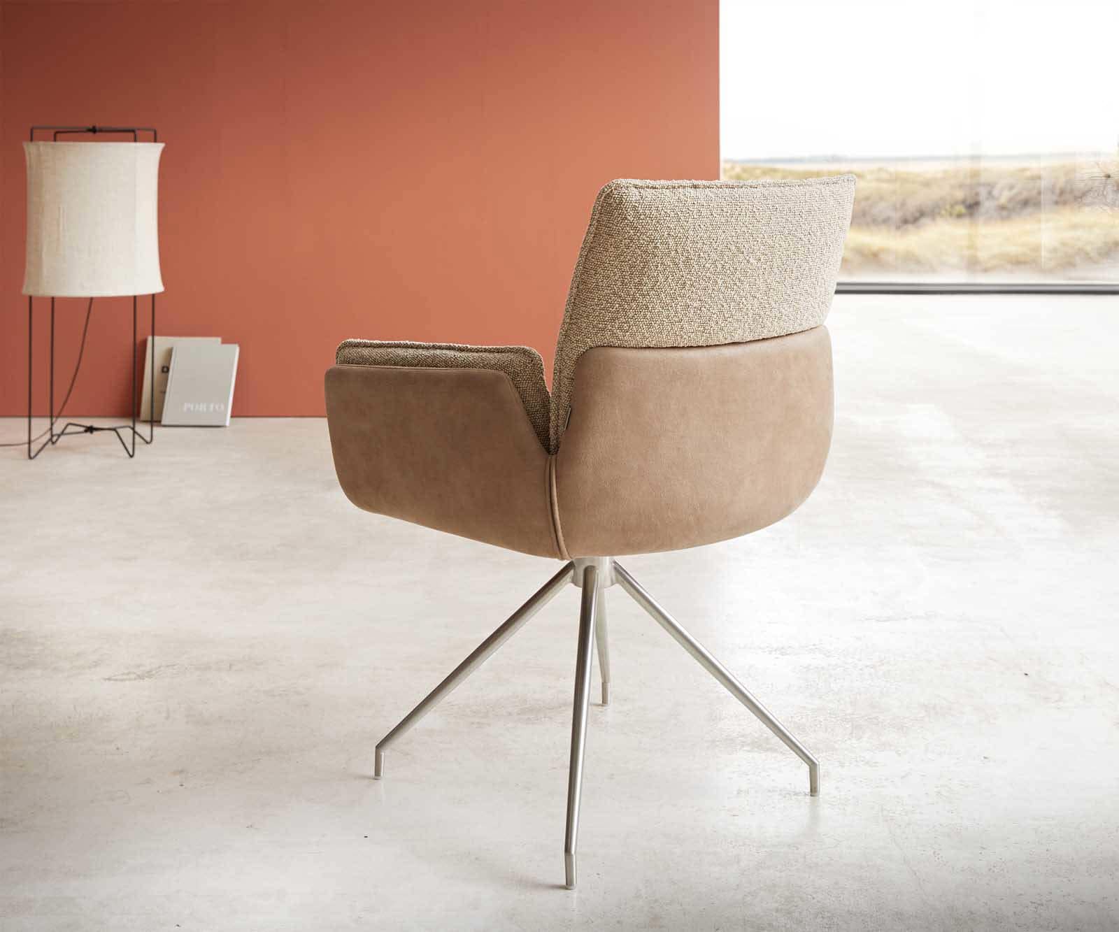 Въртящ се стол Nela-Flex материал микс кръстосана рамка неръждаема стомана въртящ се на 180° 4 Въртящ се стол Nela-Flex материал микс кръстосана рамка неръждаема стомана въртящ се на 180° 4