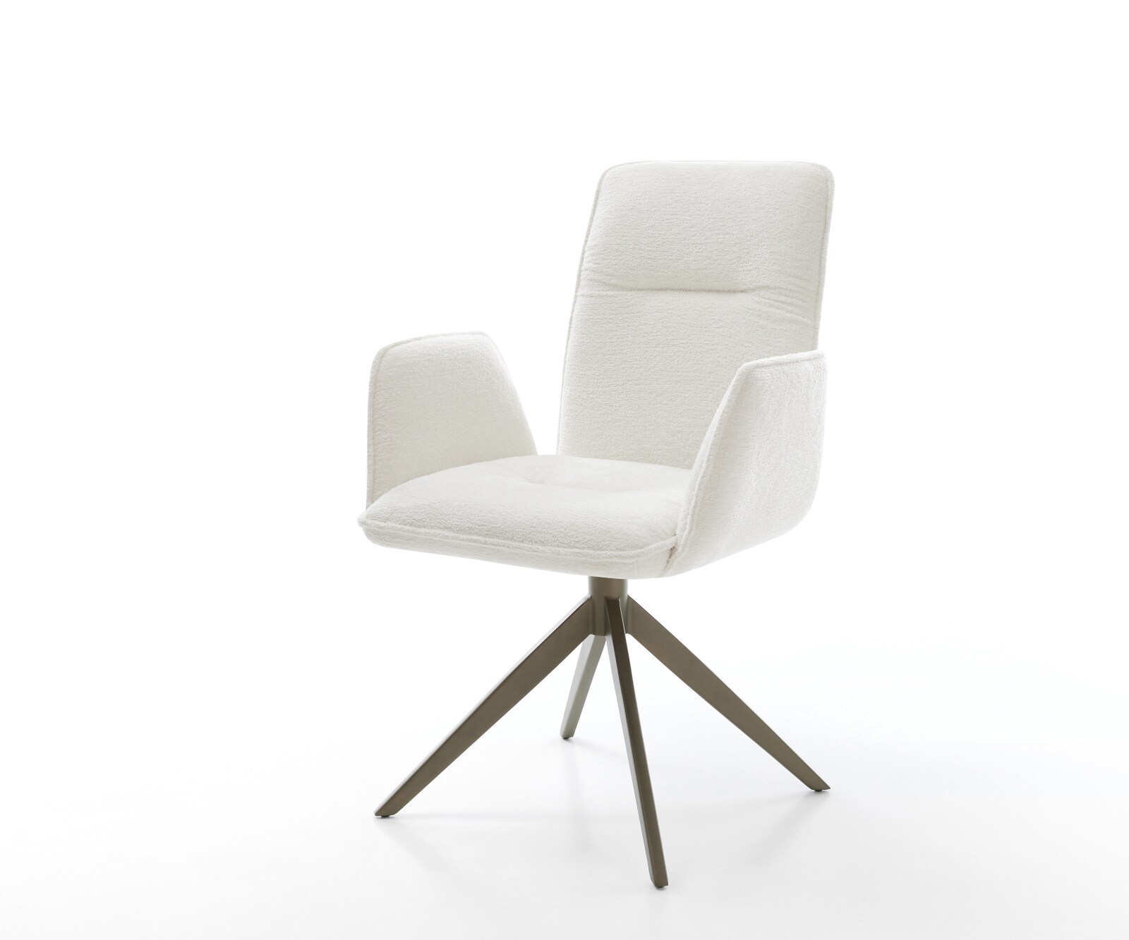 Въртящ се стол Vinja-Flex Bouclé Soft Beige Кръстосана рамка широка Ефектно покритие Titanium 360° въртене Люлееща се функция 1