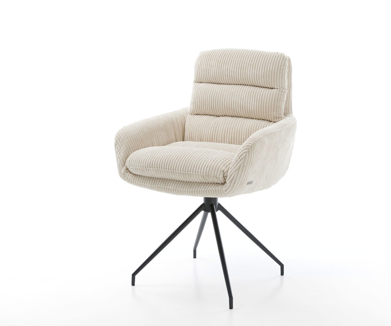 Врътящ се стол с подлакътници Корд Бежов Конус крак кръгъл Черен 180° въртящ се Abelia-Flex 1