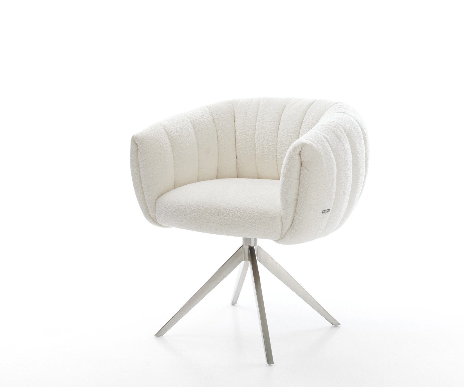 Въртящ се стол Jada-Flex Bouclé Soft Beige Широка кръстосана рамка Неръждаема стомана Въртене на 360° Люлееща се функция Ядро от джобни пружини 1