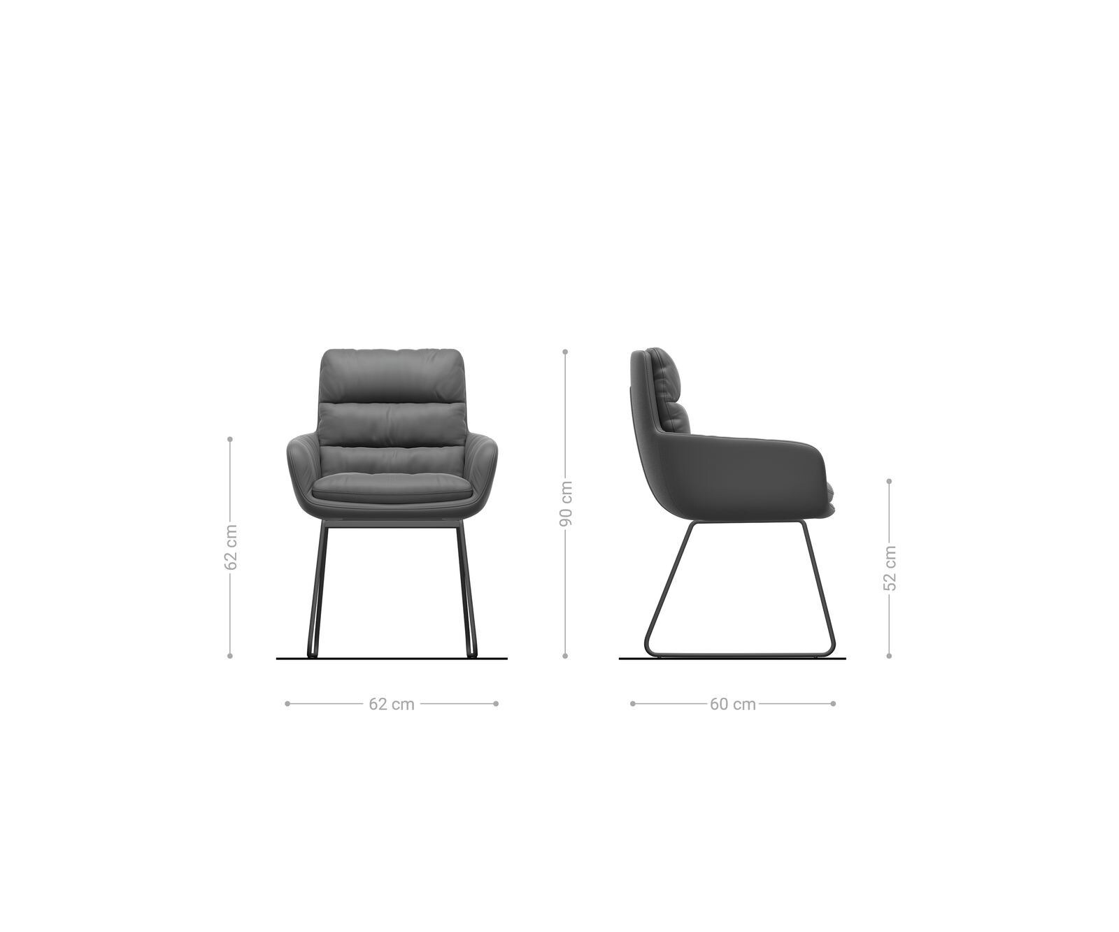 Кресло с подлакътници Сив Антик Извити крака Черни Abelia-Flex 5