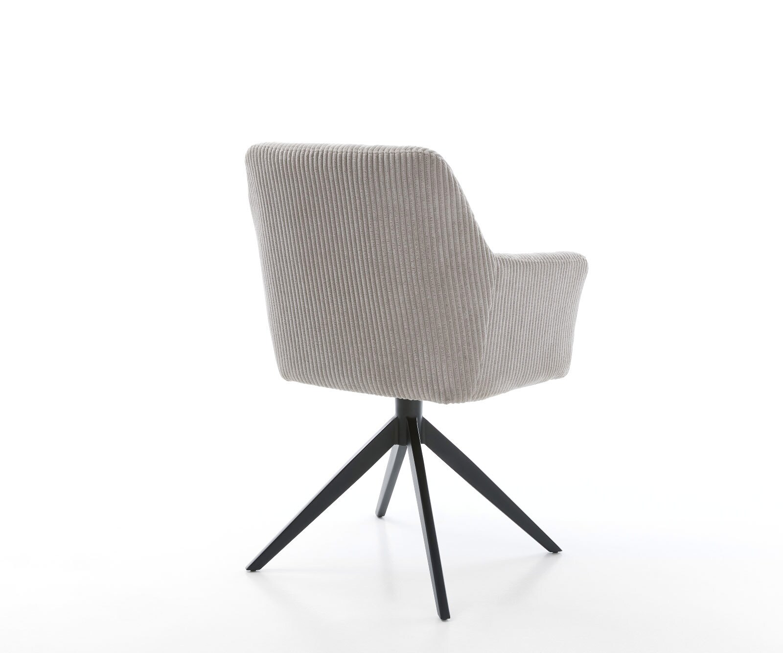 Врътящ се стол с подлакътници Корд СребристСив Конус крак плосък Черен 360° въртящ се Покет пружина Xana-Flex 5