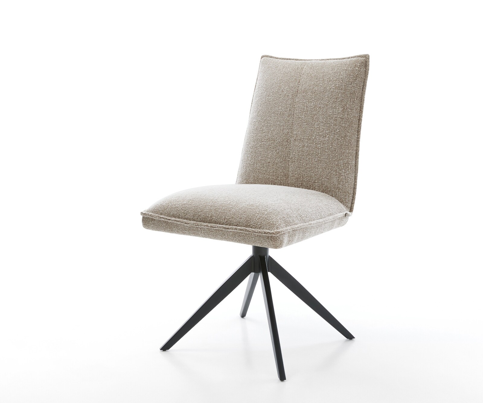 Въртящ се стол Lelio-Flex Soft Бежова тъкан Кръстосана рамка широка Черно 360° завъртане Люлееща се функция Ядро от джобни пружини 1