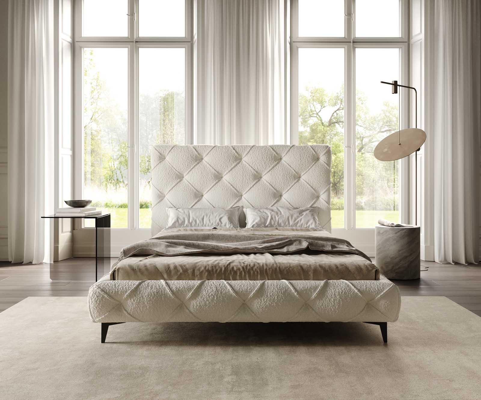 Тапицирано легло Nayara 140x200 cm Bouclé кремаво-бяло 2