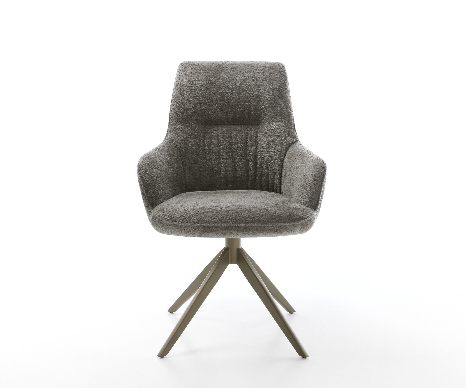 Въртящ се стол Zelia-Flex с подлакътници Bouclé Soft mud Кръстосана рамка широка Ефектно покритие Titanium 360° въртене Люлееща се функция Pocket spring core 2