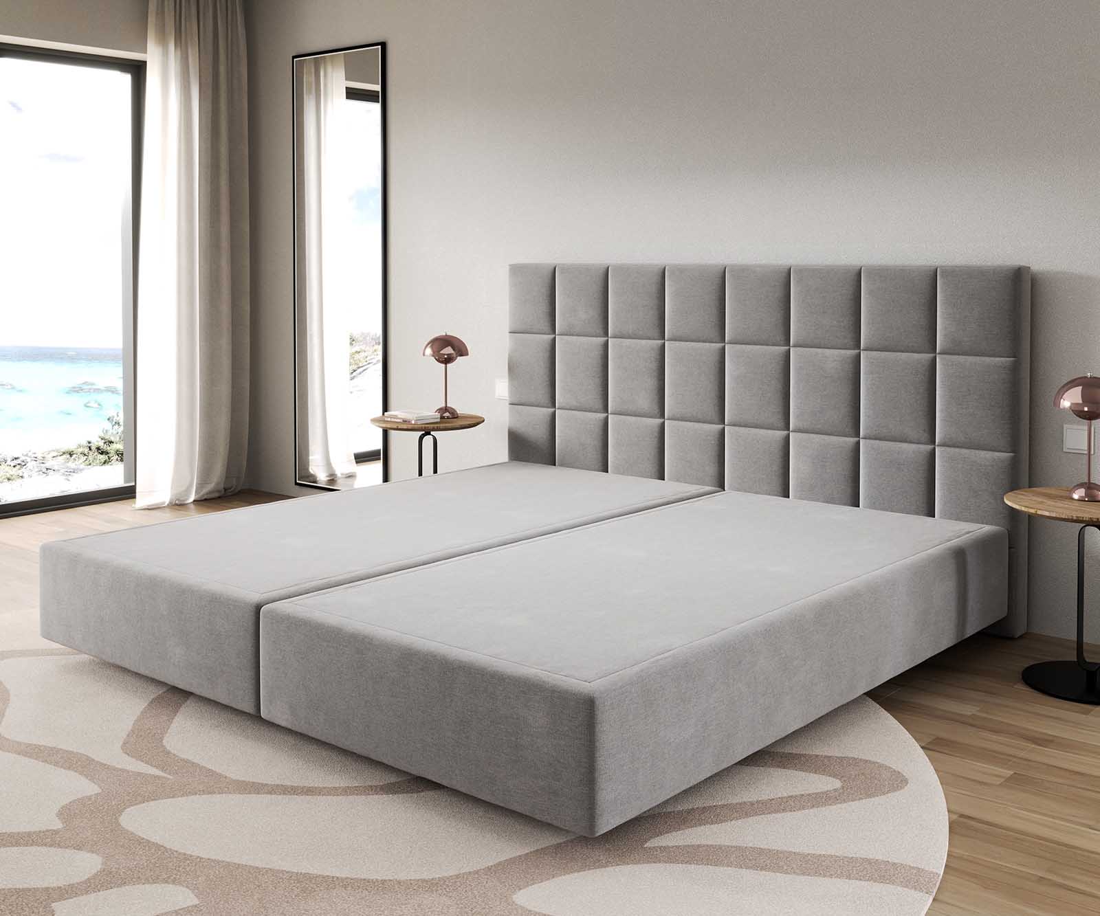 Боксспринг основа за легло 200x200 cm Dream-Fine Микрофибър Сив 