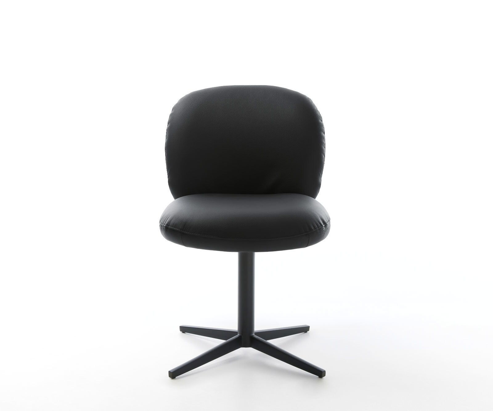 Врътящ се стол Естествена кожа Черен Офис основа Черен 360° въртящ се Покет пружина Nube-Flex 2