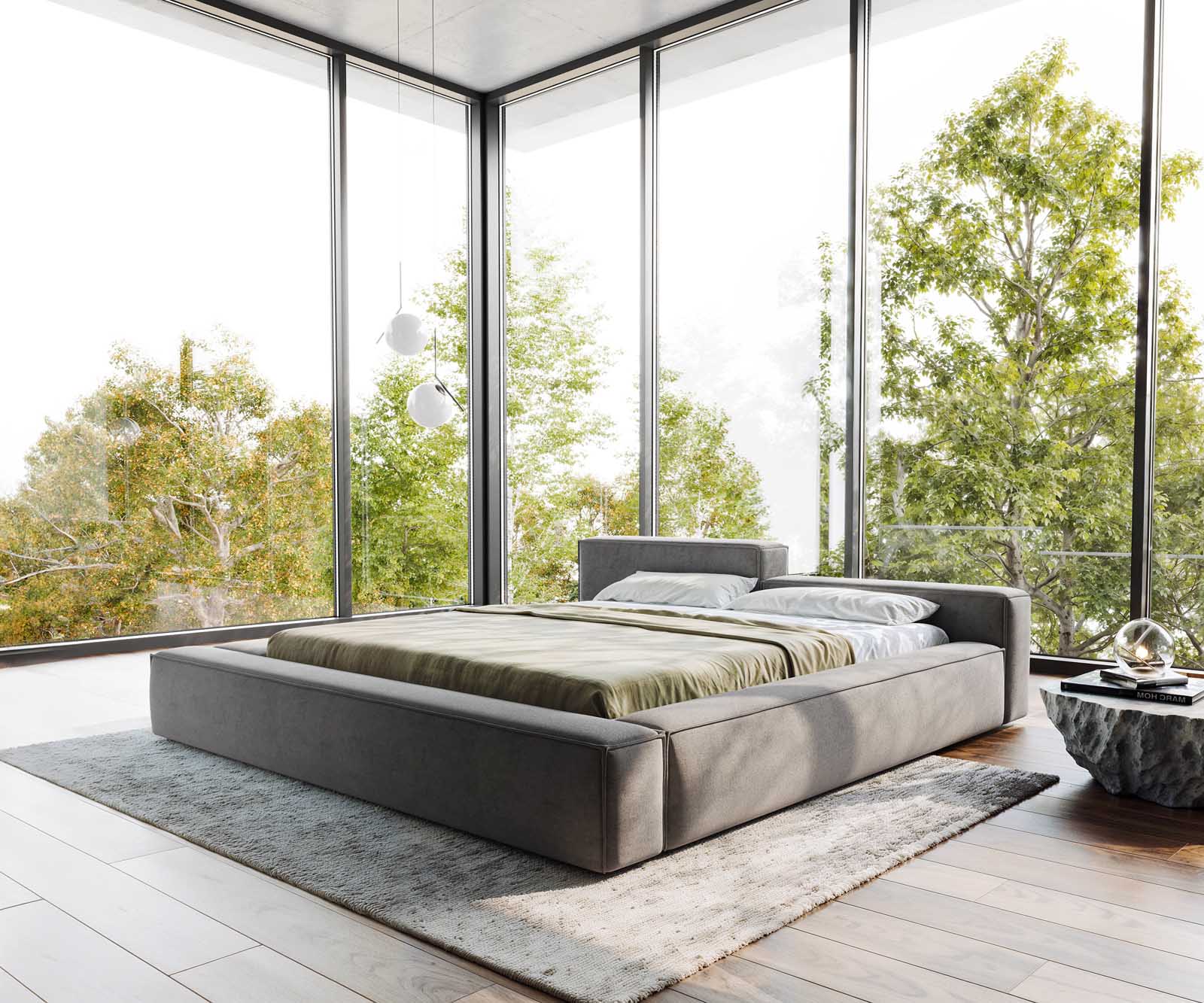 Тапицирано легло Kalinea 180x200 cm микрофибър сиво Тапицирано легло Kalinea 180x200 cm микрофибър сиво