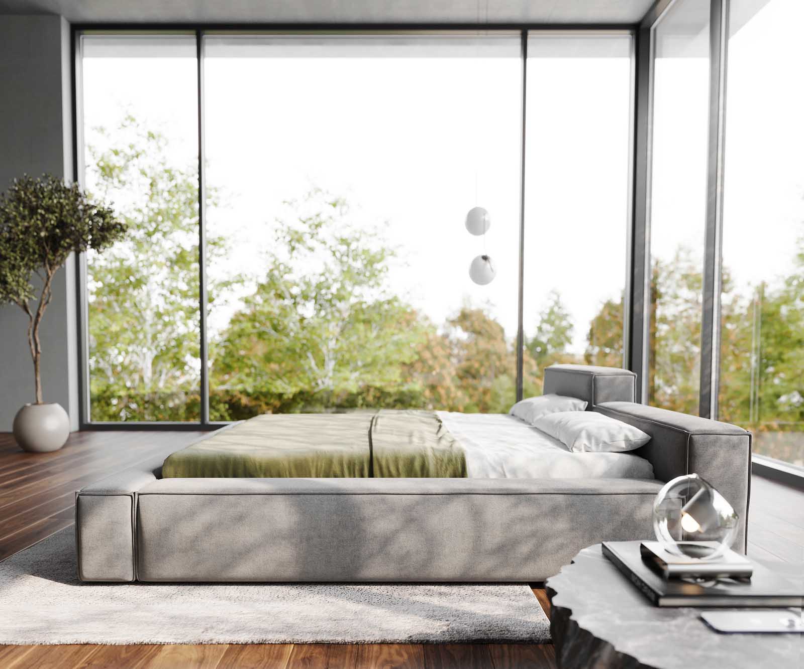 Тапицирано легло Kalinea 140x200 cm микрофибър сиво 3 Тапицирано легло Kalinea 140x200 cm микрофибър сиво 3