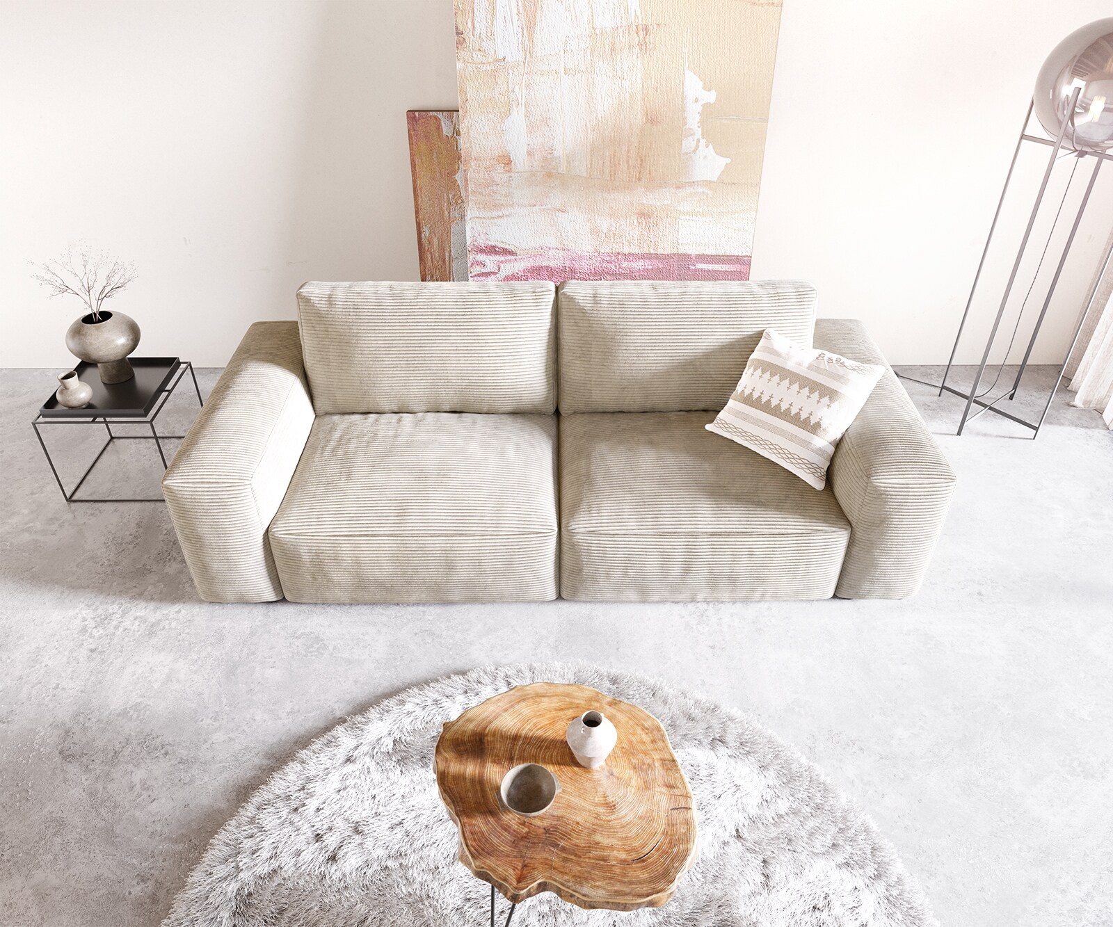 Голям диван L 260x110 cm Корд Бежов Lanzo 3