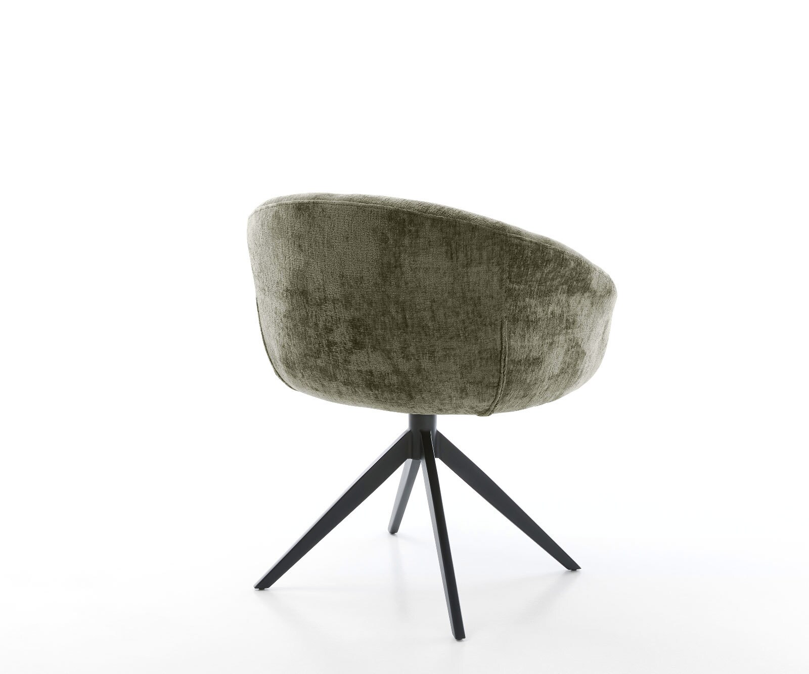 Врътящ се стол с подлакътници Шенил Маслина Конус крак плосък Черен 360° въртящ се Люлеещ се Покет пружина Vinka-Flex 5