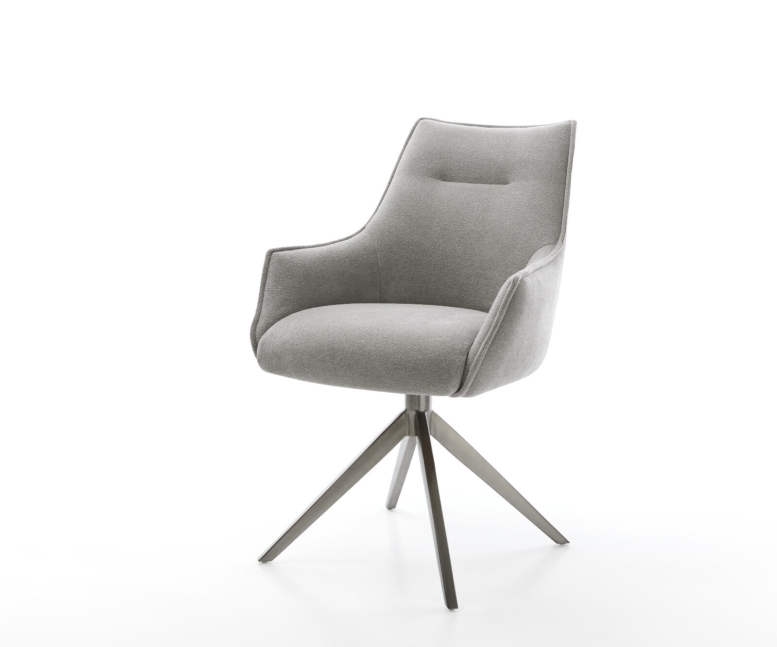 Въртящ се стол Alja-Flex с подлакътници Текстурирана тъкан Меко сиво Кръстосана рамка широк графит Завъртане на 360° Люлееща се функция Ядро от джобни пружини 1