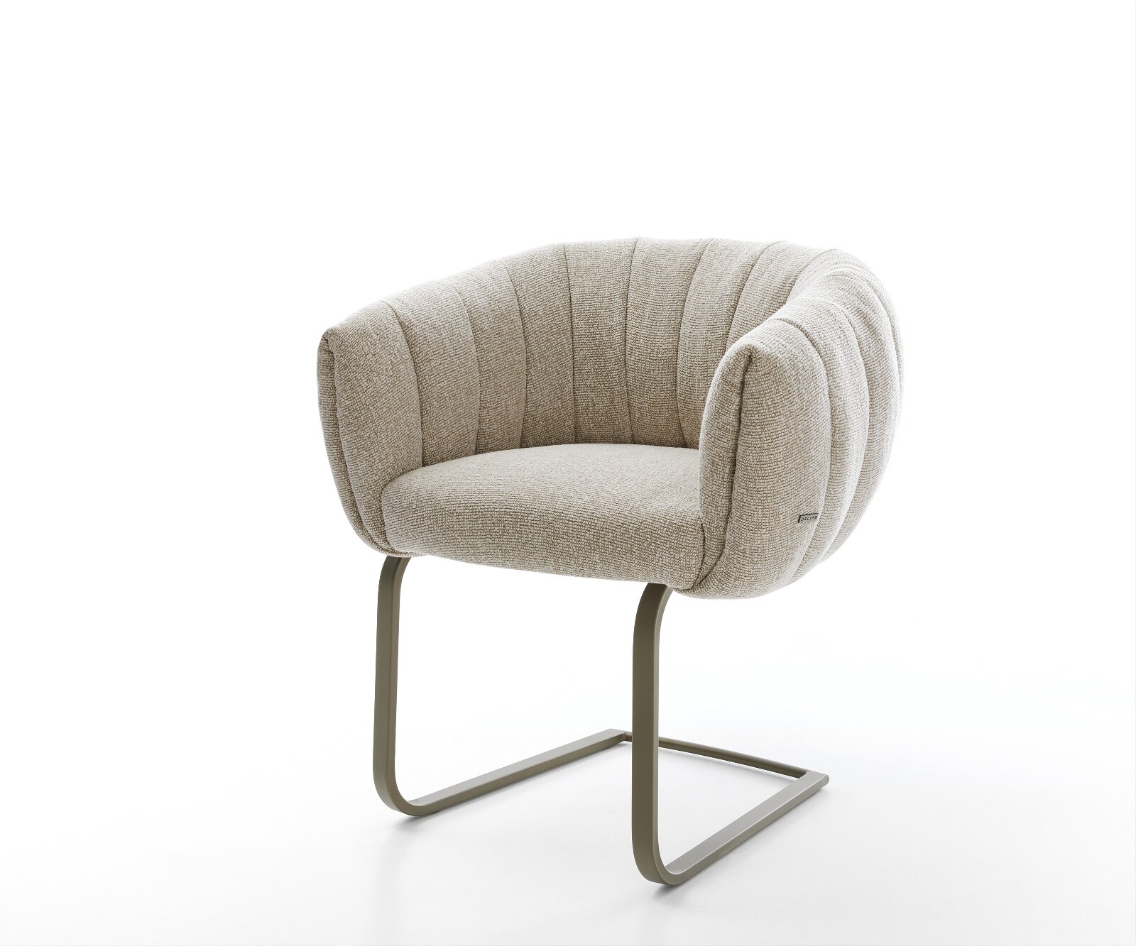 Конзолен стол Jada-Flex, с тъкан от мек бежов плат, конзолен стол плосък ефект покритие титаниеви джобни пружини