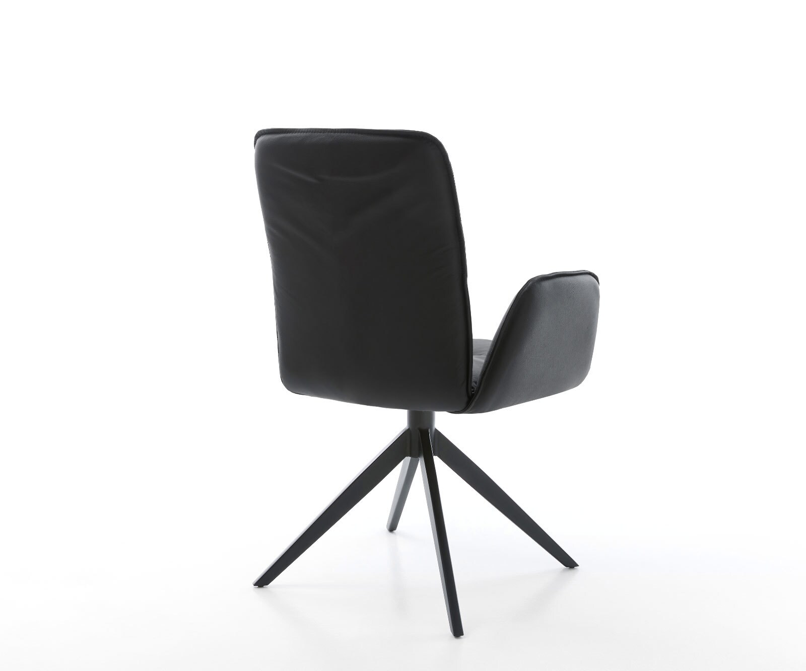 Въртящ се стол Vinja-Flex от естествена кожа черен Кръстосана рамка широка черна 360° въртене Функция люлеене 4