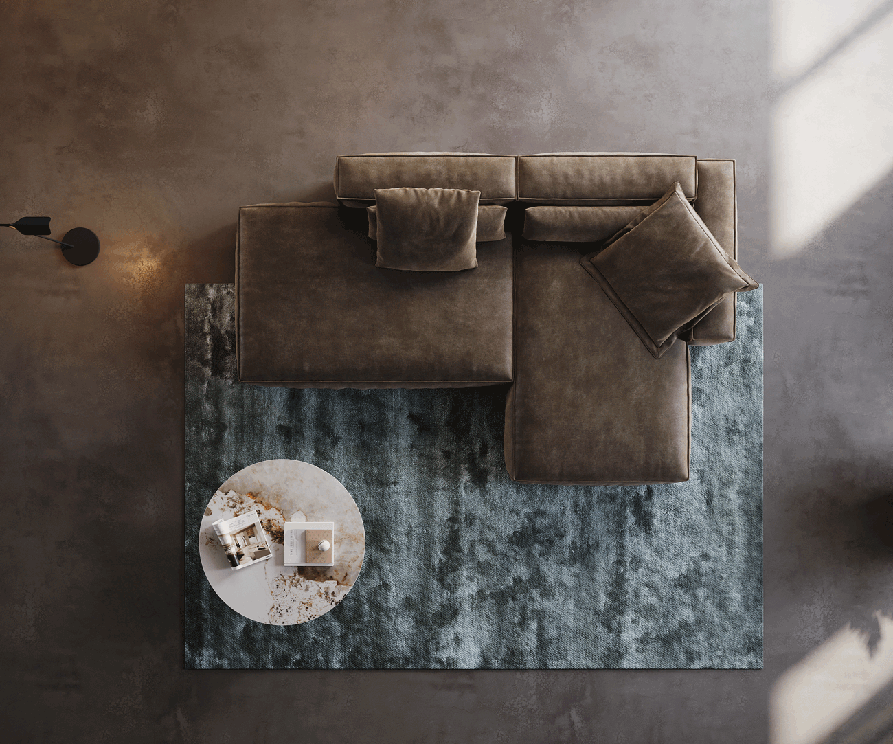 Ъглов диван Freestyle 310x200 cm микрофибър сив цвят винтидж шев с тръби 5