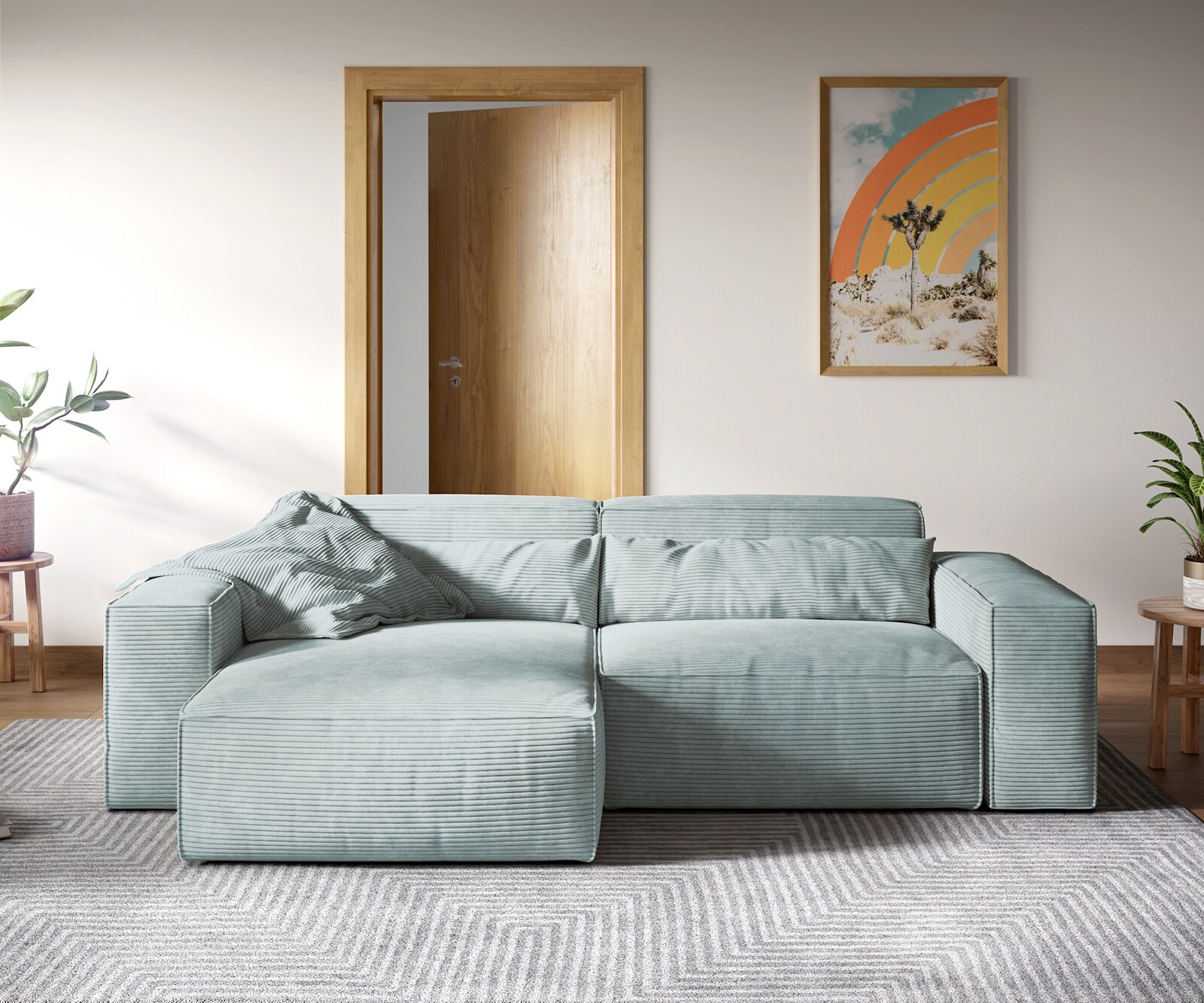 Ъглов диван XL 270x170 cm Корд Пастеленосин Варианти лежанка Sirpio 2