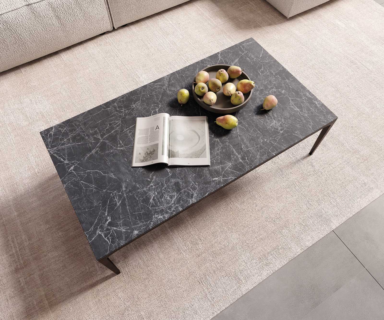 Холна маса Levente 110x60 см Керамика Laminam®Nero Greco Антрацит, Черна метална основа 4