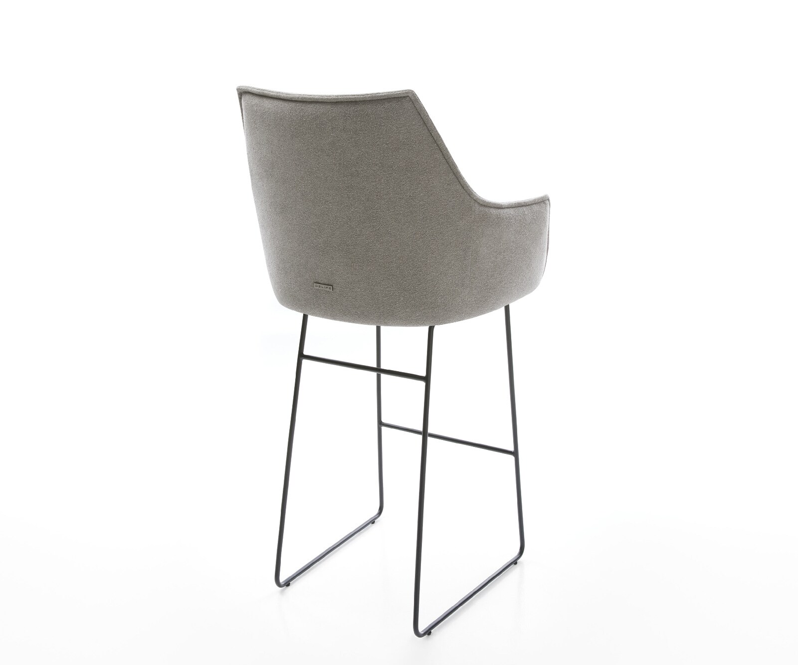 Бар стол Alja-Flex текстуриран плат в меко сиво, основа метална черна, Ядро от джобни пружини 4