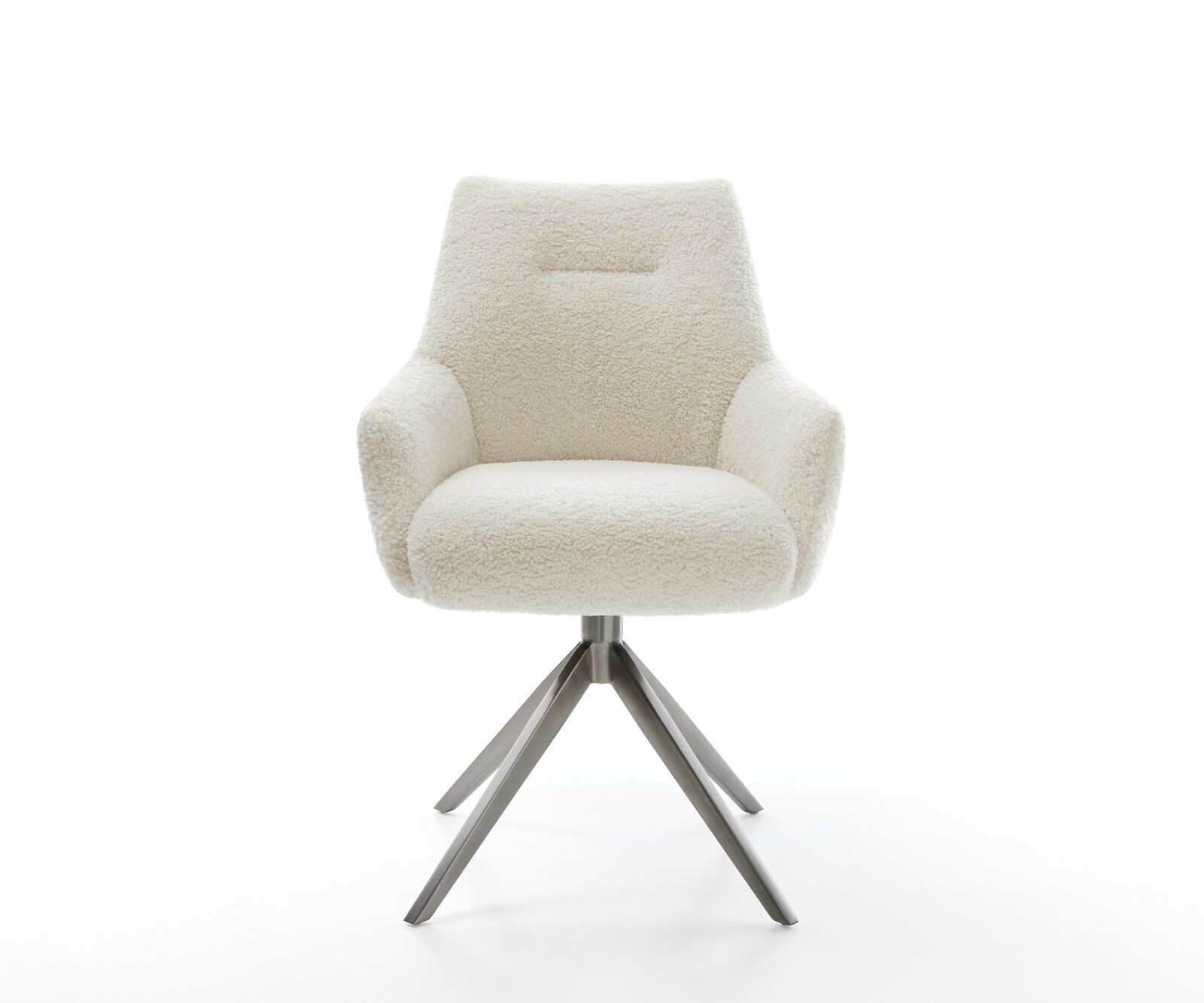 Въртящ се стол Alja-Flex с подлакътници Теди плат Бежов Кръстосана рамка широка Графит 360° въртене Люлееща се функция Ядро от джобни пружини 2