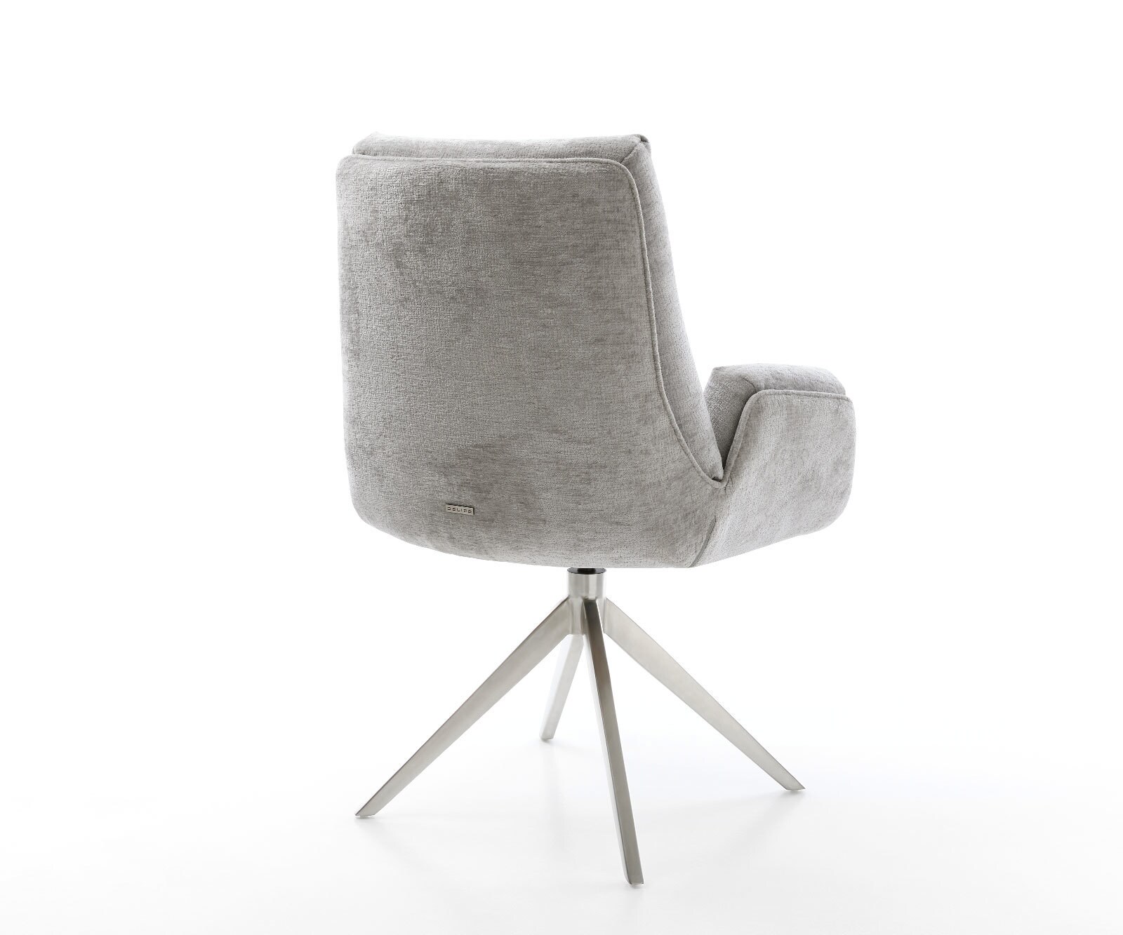 Врътящ се стол Шенил СребристСив Конус крак плосък Неръждаема стомана 360° въртящ се Люлеещ се Clea-Flex 5