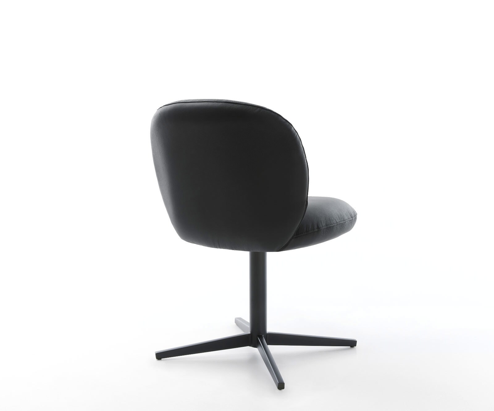 Врътящ се стол Естествена кожа Черен Офис основа Черен 360° въртящ се Покет пружина Nube-Flex 5