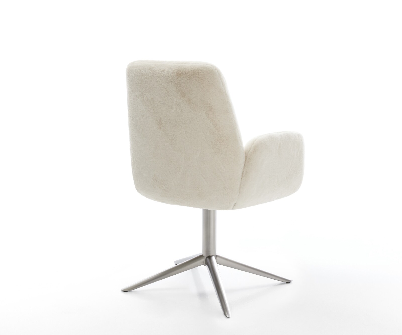 Въртящ се стол Zoa-Flex Плюш крем-бяло Основа от неръждаема стомана Завъртане на 360° Люлееща се функция Ядро от джобни пружини 4