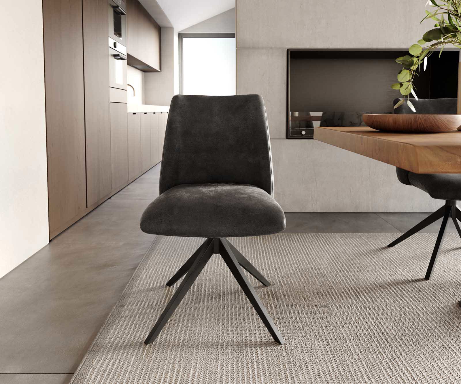 Врътящ се стол Антрацит Винтидж Конус крак плосък Черен 360° въртящ се Покет пружина Elso-Flex 1 Врътящ се стол Антрацит Винтидж Конус крак плосък Черен 360° въртящ се Покет пружина Elso-Flex 1