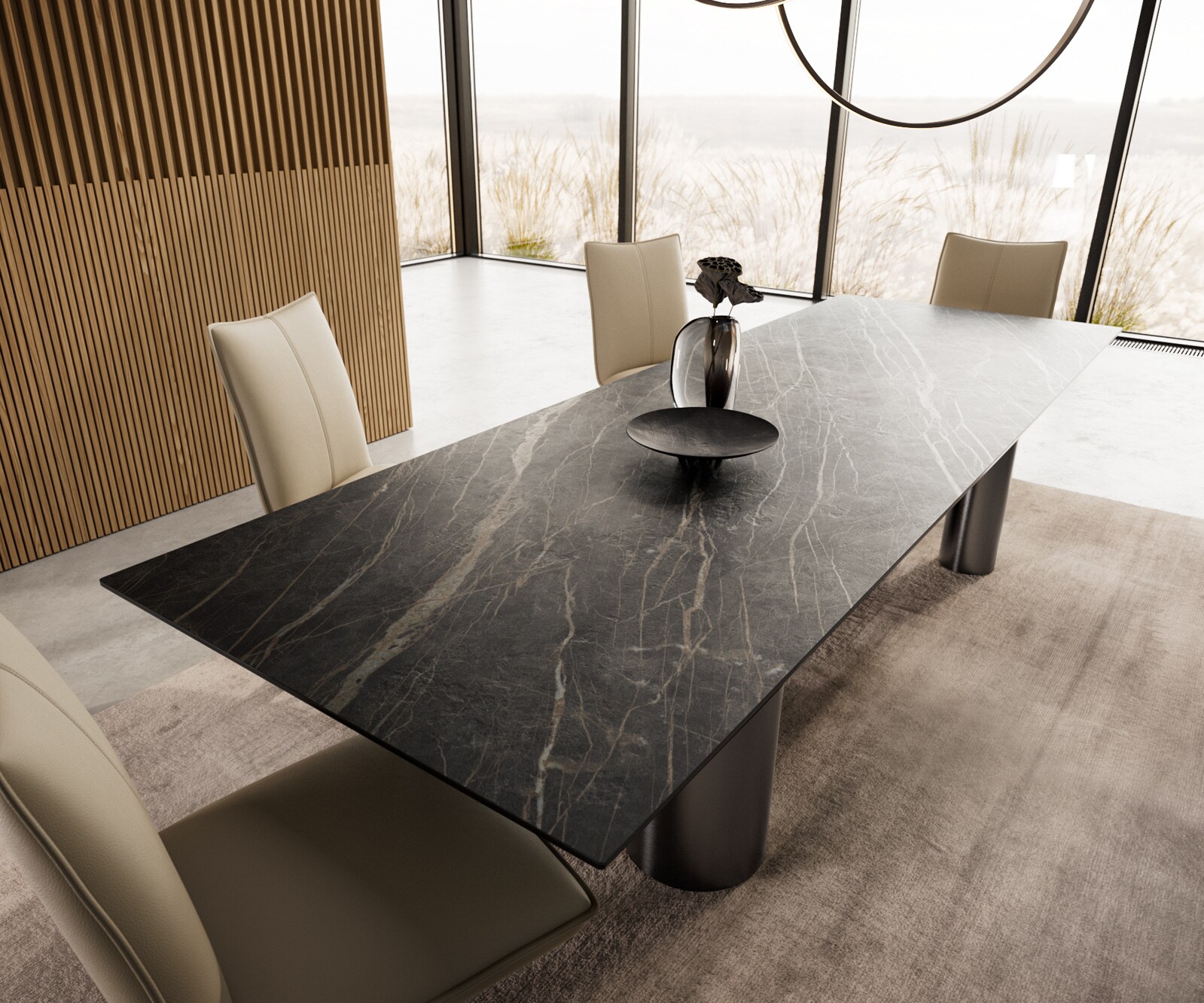 Трапезна маса Edge 300x100, керамика Laminam, ®, Noir Desir, кафяво Pilier, неръждаема стомана, графит 3