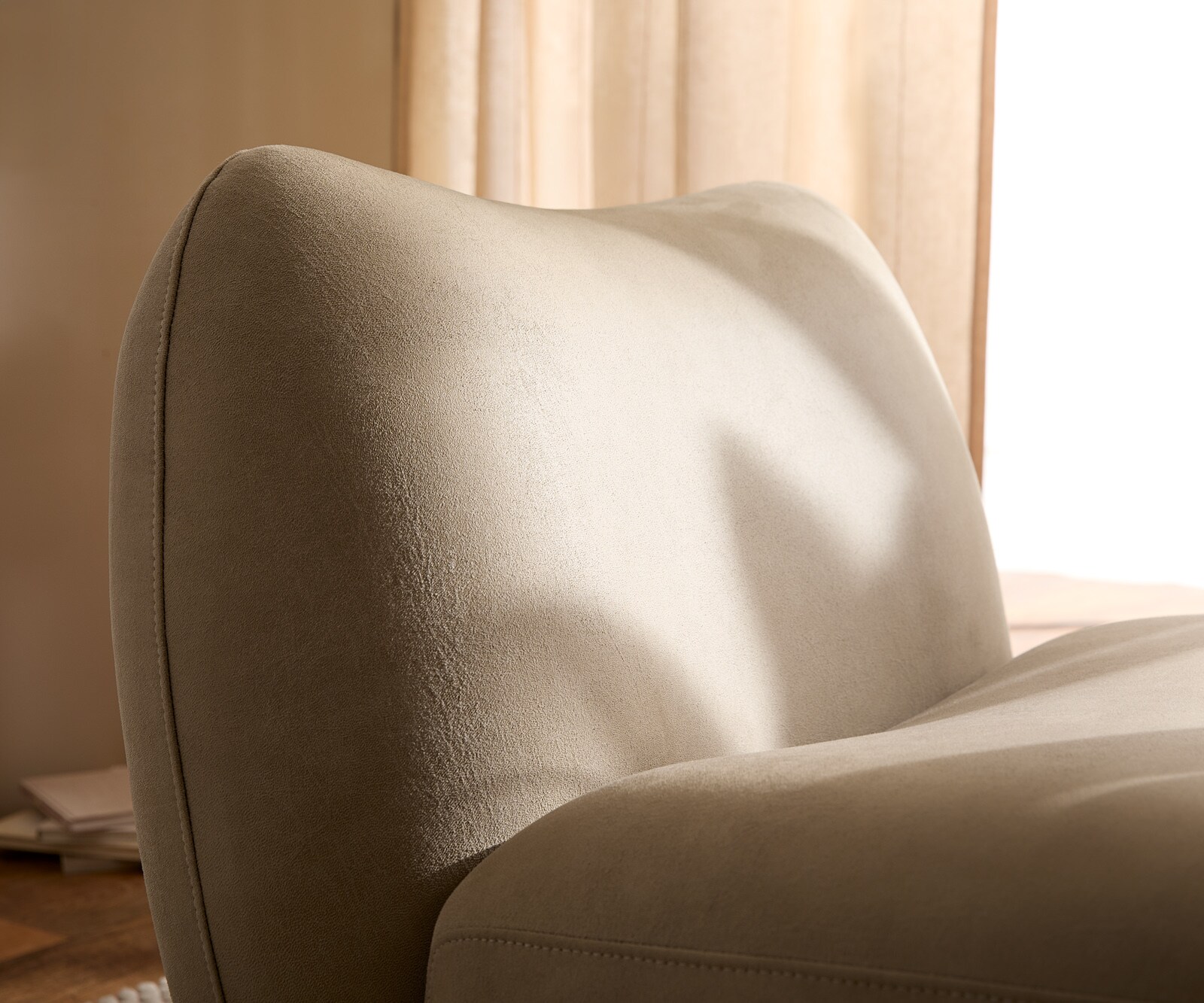 Стол за отдих Zena 75x85 cm микрофибър бежов реколта 5