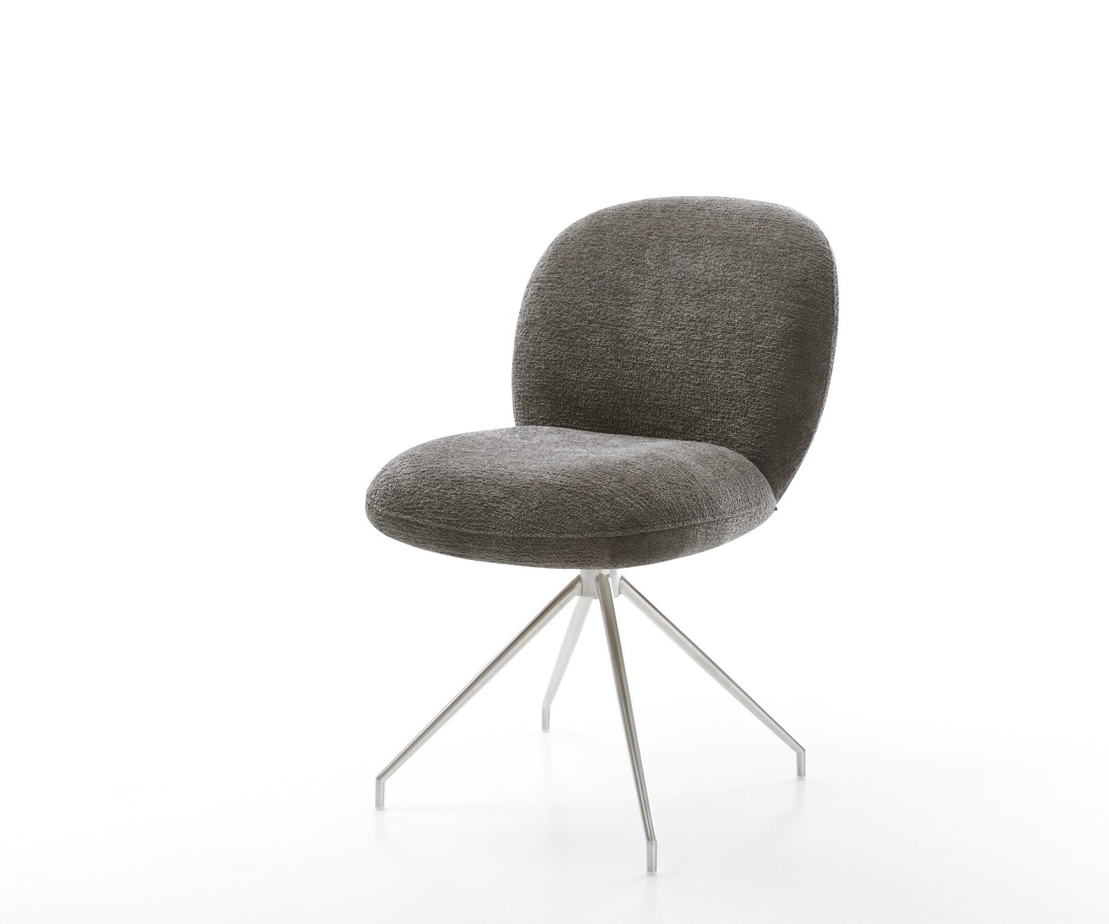 Стол за хранене Nube-Flex Bouclé Soft Mud кръстосана рамка с конична сърцевина от джобни пружини от неръждаема стомана