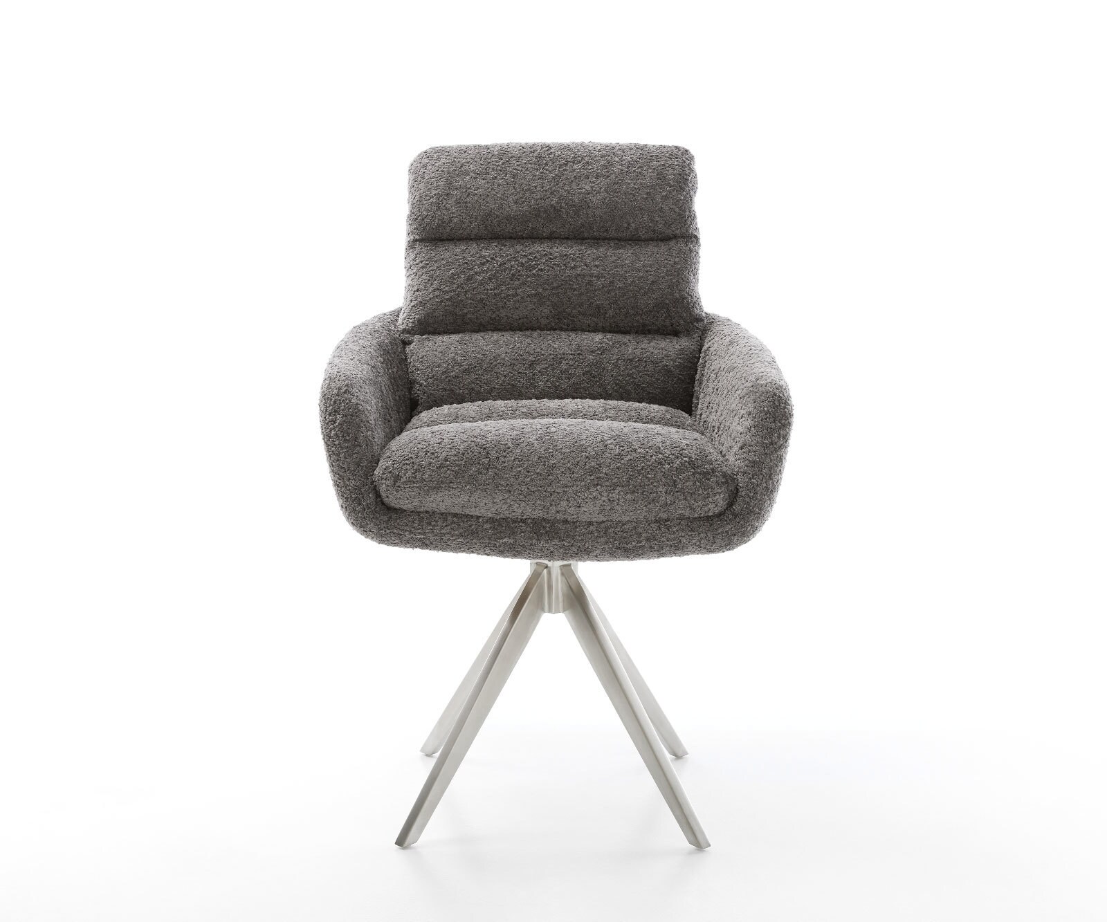 Врътящ се стол с подлакътници Букле Сив Конус крак  Неръждаема стомана 180° въртящ се Abelia-Flex 1 Врътящ се стол с подлакътници Букле Сив Конус крак  Неръждаема стомана 180° въртящ се Abelia-Flex 1