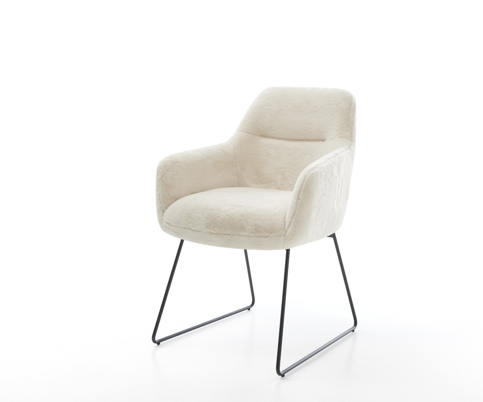 Стол за хранене Pejo-Flex плюшен кремаво-бял с основа от черни джобни пружини 1