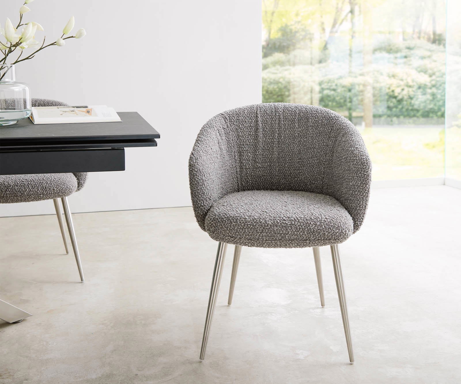 Стол Букле Сребристосив 4-крака Прави Неръждаема стомана Покет пружина Caja-Flex 1 Стол Букле Сребристосив 4-крака Прави Неръждаема стомана Покет пружина Caja-Flex 1