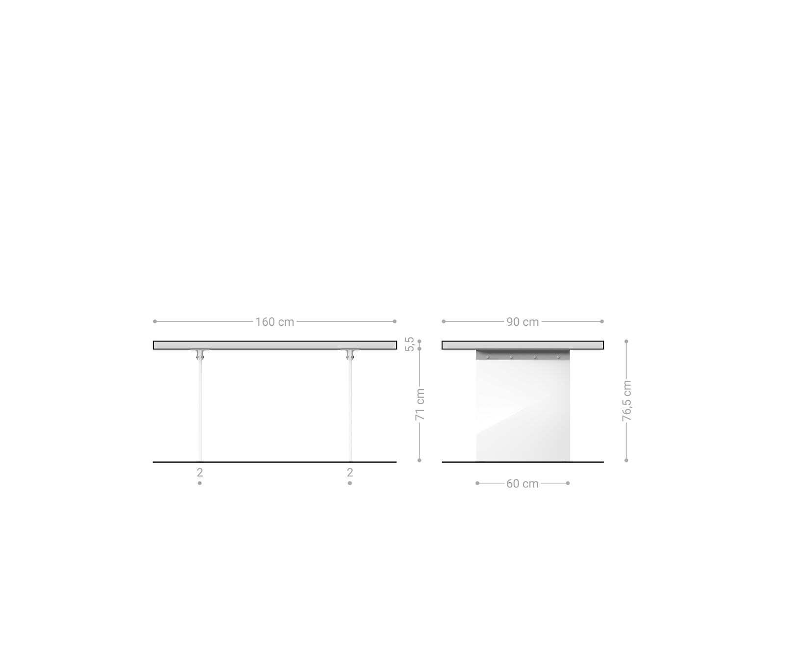 Маса 160x90 XL Акация Натурал Стъкло Edge 6