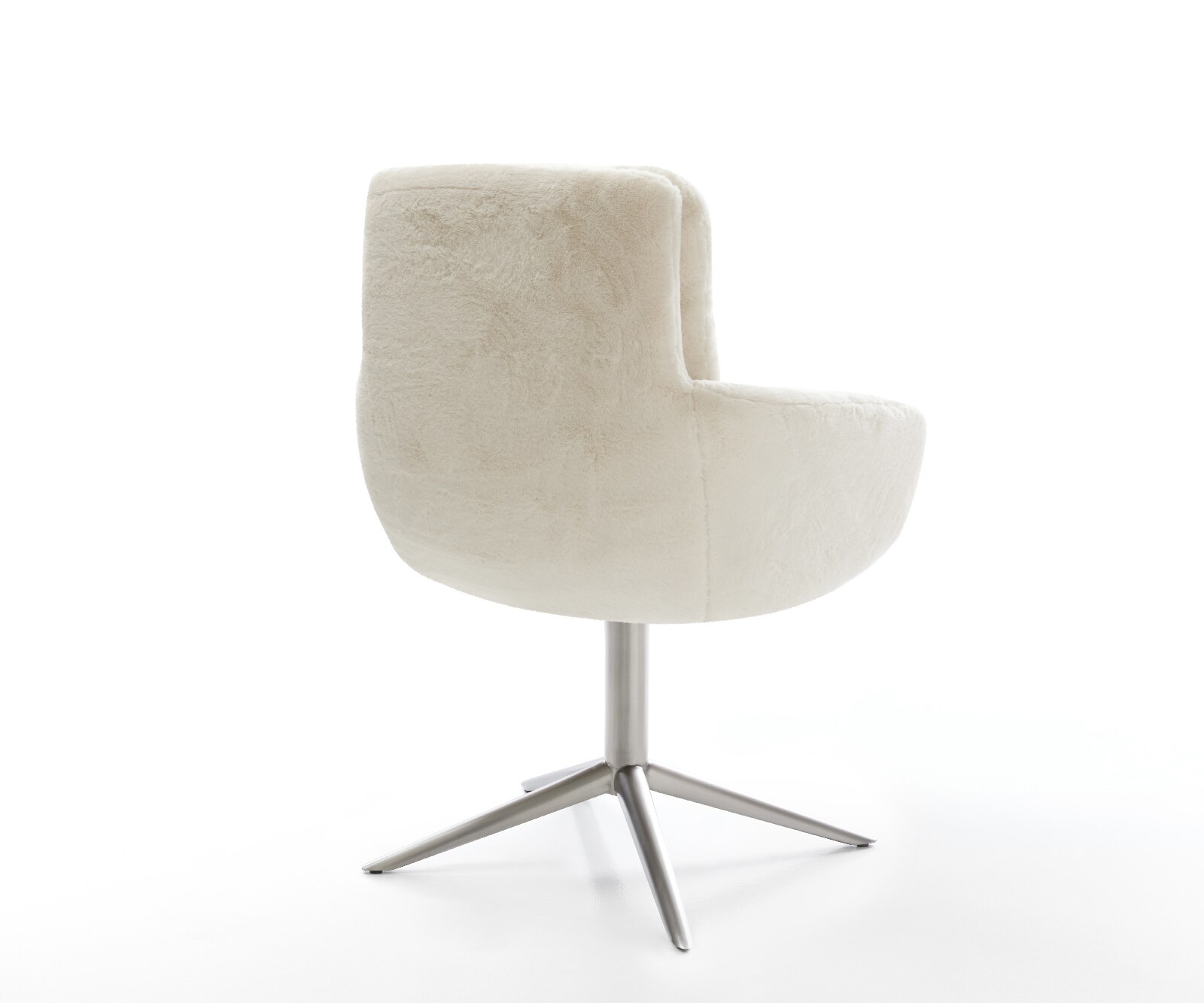 Въртящ се стол Abelia-Flex с подлакътници Плюшен крем-бял Основа от неръждаема стомана Въртене на 360° Люлееща се функция 5