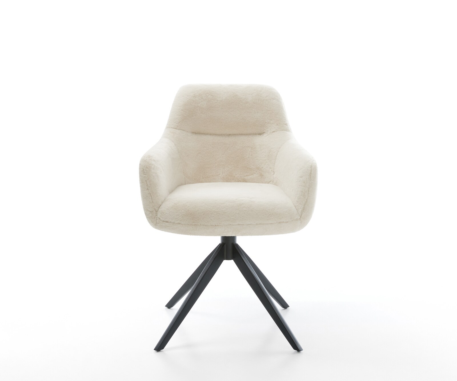 Въртящ се стол Pejo-Flex плюш кремаво-бяло Кръстосана рамка широка черна 360° въртене Люлееща се функция Ядро от джобни пружини 1