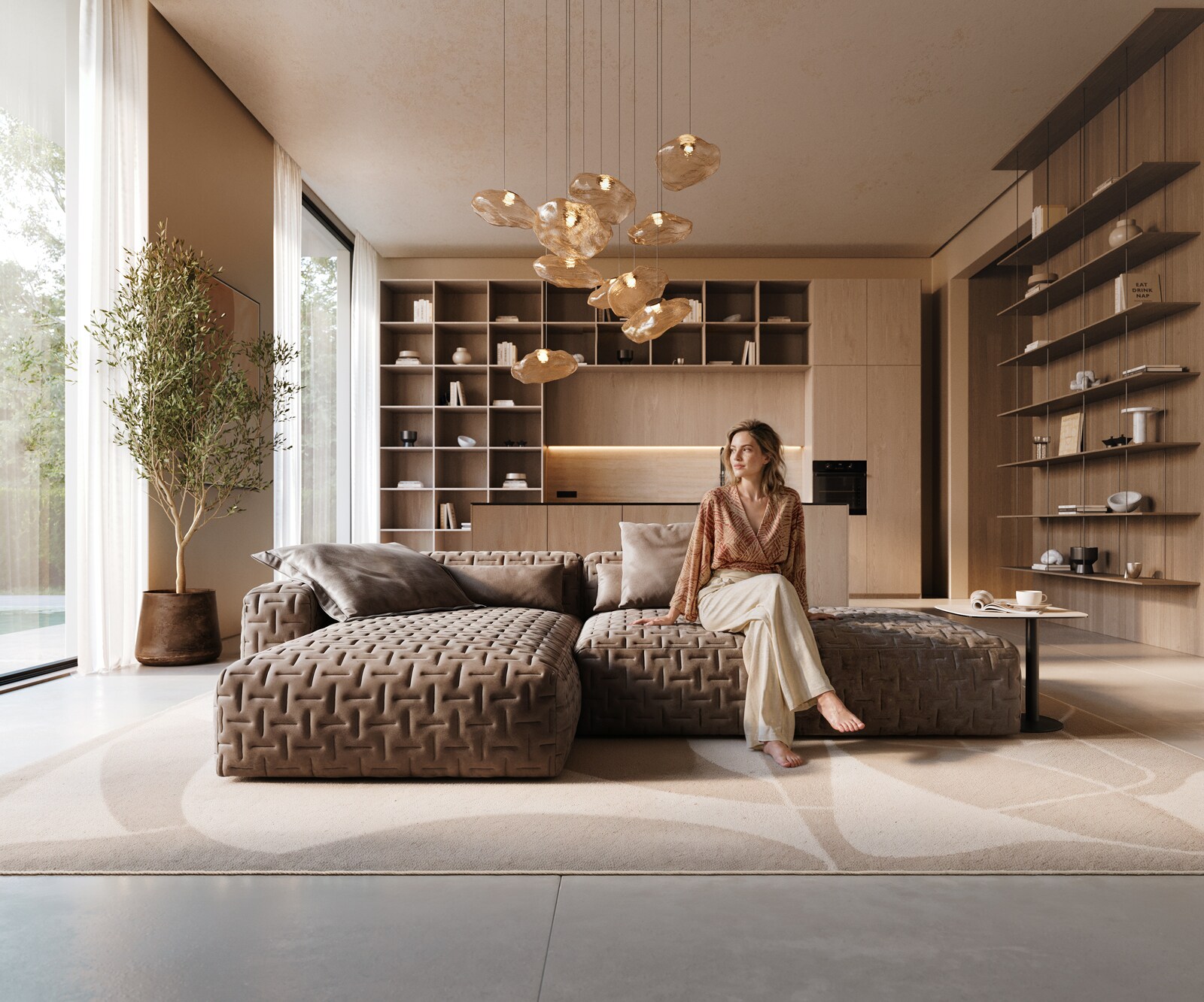 Ъглов диван Freestyle 310x200 cm микрофибър тъмно сиво винтидж ватиран 1