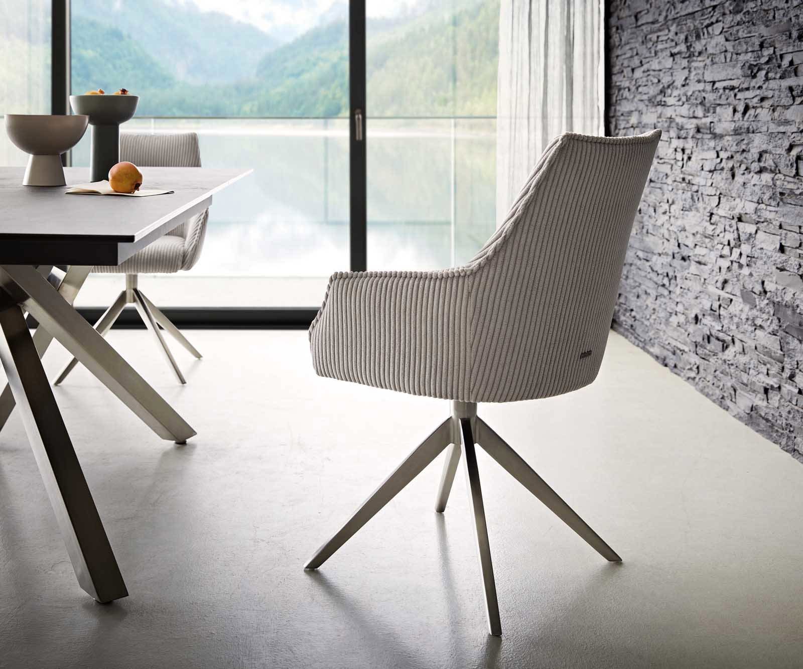 Врътящ се стол с подлакътници Корд СребристСив Конус крак плосък Неръждаема стомана 360° въртящ се Покет пружина Alja-Flex 5 Врътящ се стол с подлакътници Корд СребристСив Конус крак плосък Неръждаема стомана 360° въртящ се Покет пружина Alja-Flex 5