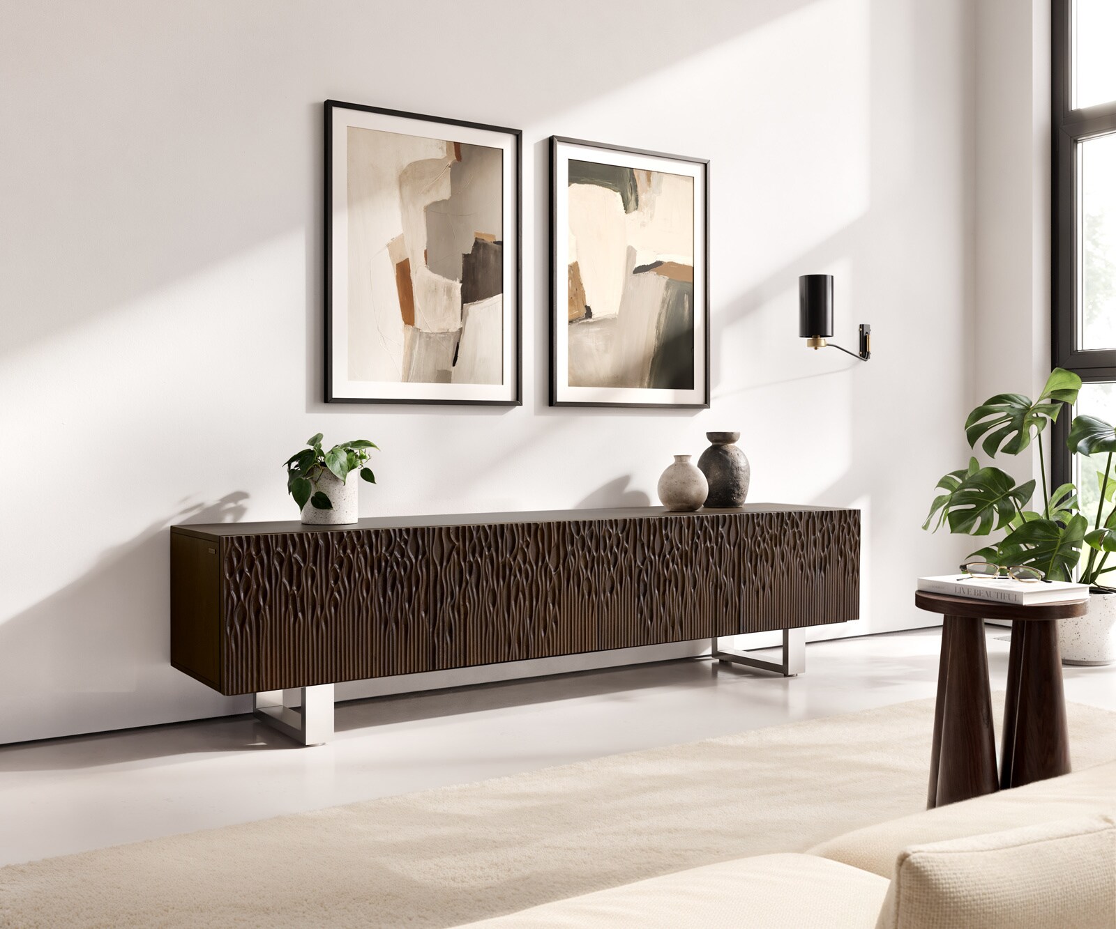 Lowboard Follia 200 cm Mango Braun 4 Türen 2