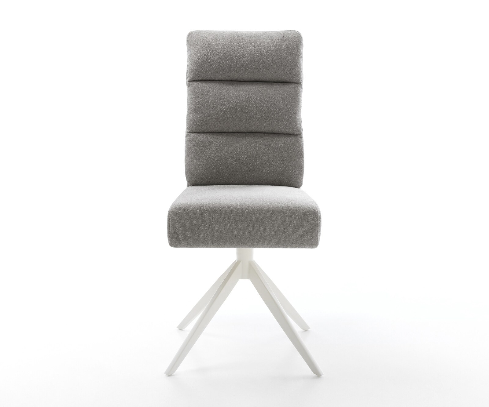 Въртящ се стол Pela-Flex текстуриран плат меко сиво кръстосана рамка широка бяла 360° въртяща се люлееща се функция сърцевина от джобни пружини 2