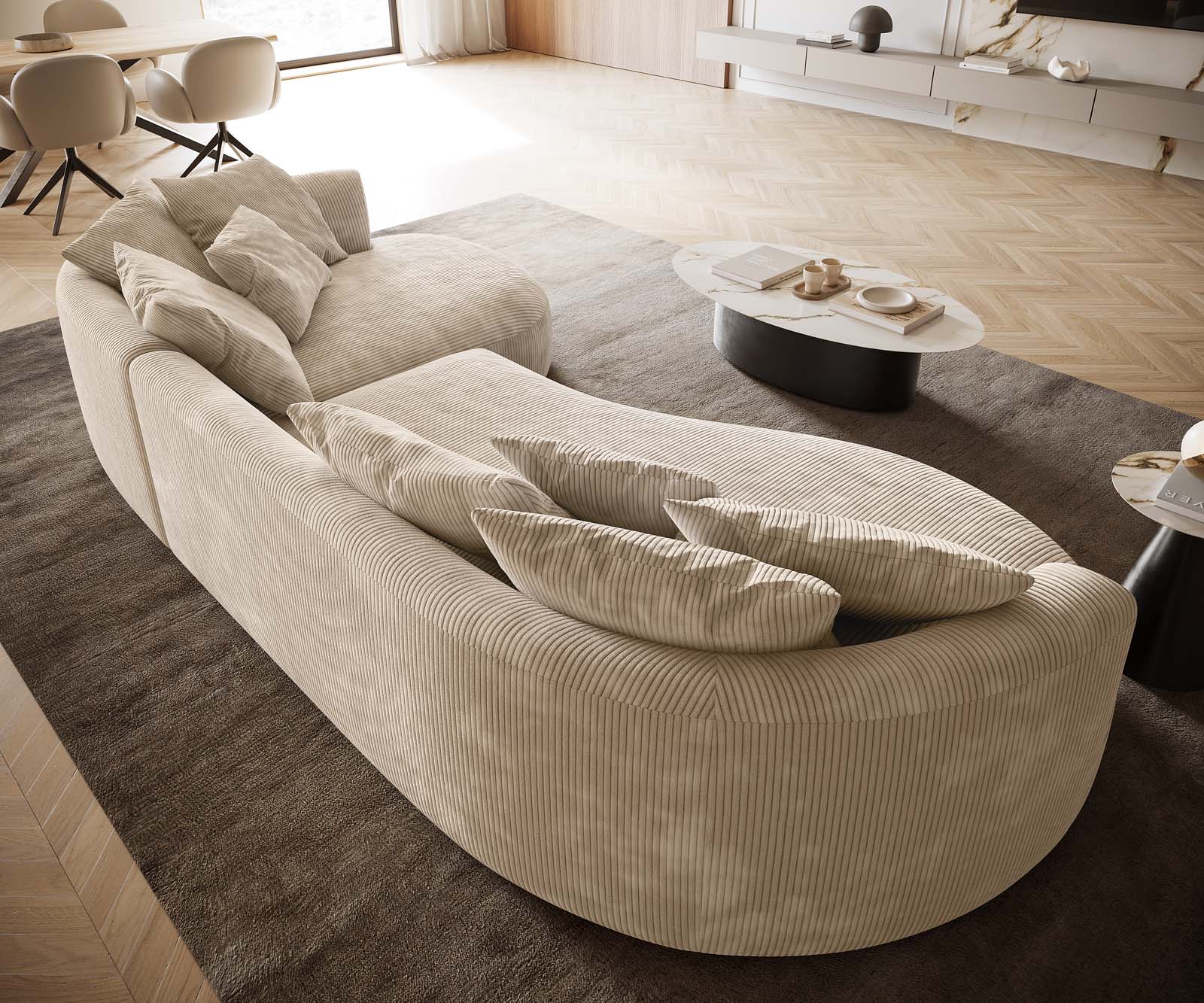 Диван Edina 330x170 cm Cord Бежов 4 Диван Edina 330x170 cm Cord Бежов 4